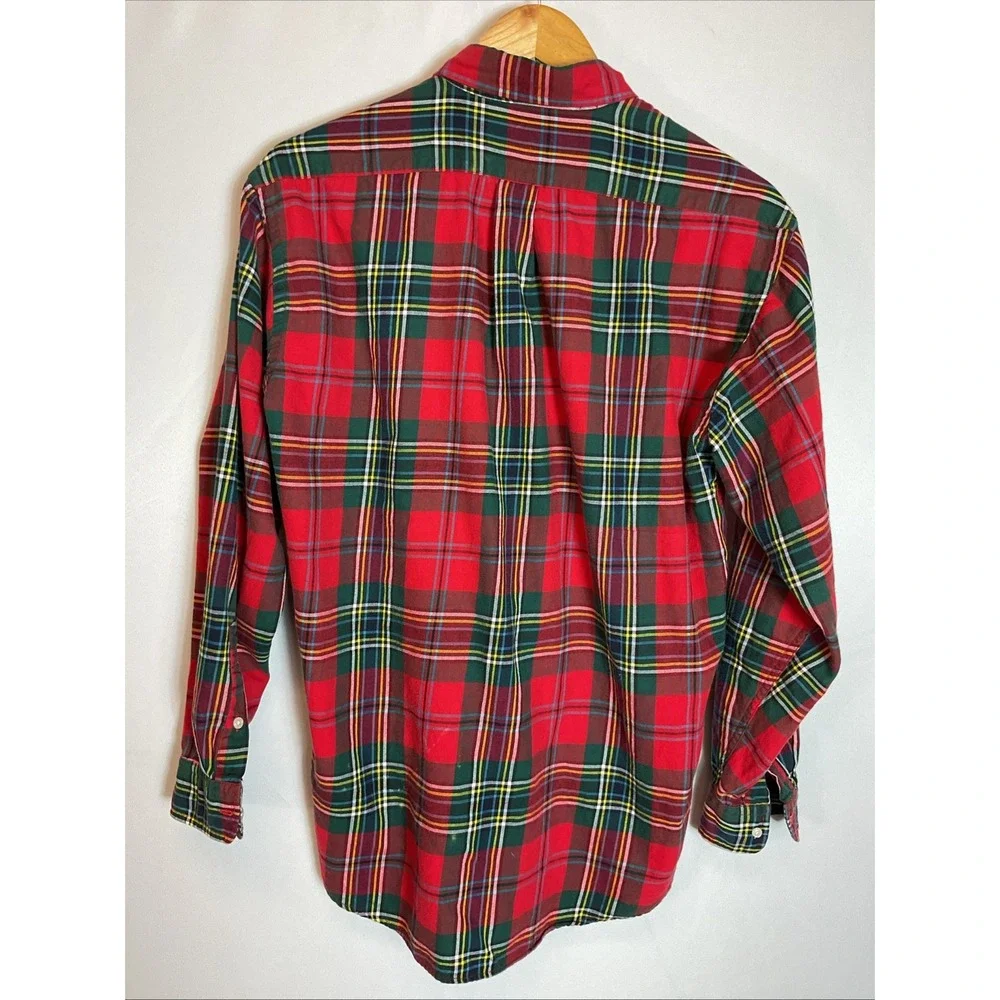 Vtg Polo Ralph Lauren Tartan Red Plaid Flannel‎ Youth XL Crest Holiday Christmas